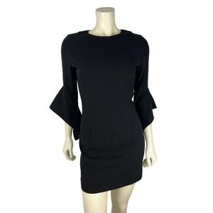Black Halo Lorie Bell Sleeve Mini Dress 2 Bodycon 3/4 Sleeve Black Flare Womens